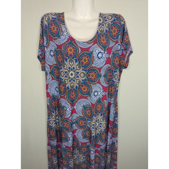 Chico's Medallion Clusters Multi Asymmetrical Hem Midi Dress Size 12/14 NWT - Picture 4 of 10